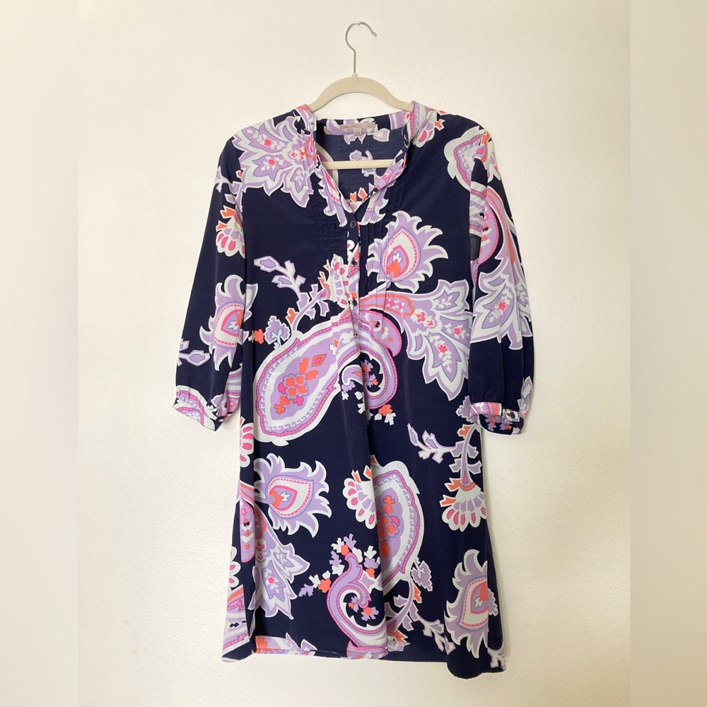 GAP Long Sleeve Dress - Navy Paisley - Size S